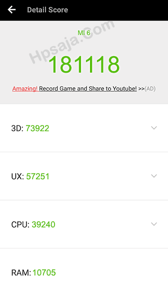 skor antutu benchmark xiaomi Mi 6