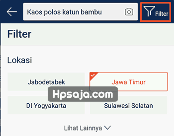 Filter lokasi pencarian shopee