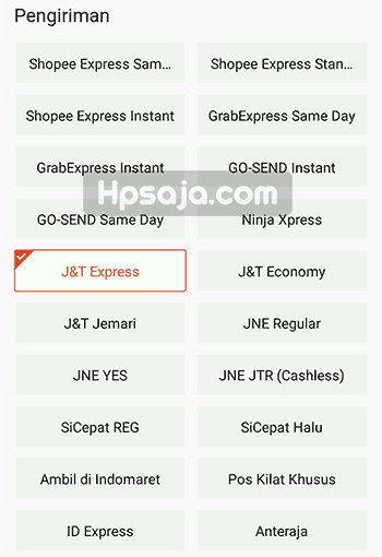 filter jasa pengiriman shopee