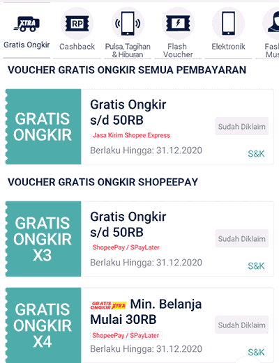 Voucher gratis ongkir cashback shopee lebih banyak