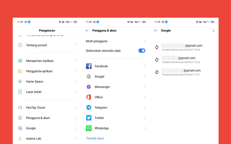 cara menghapus akun google di hp realme