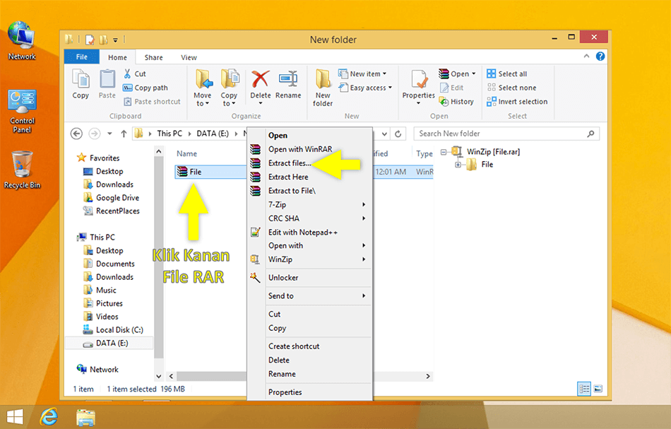 cara membuka file rar di laptop windows 8 terbaru