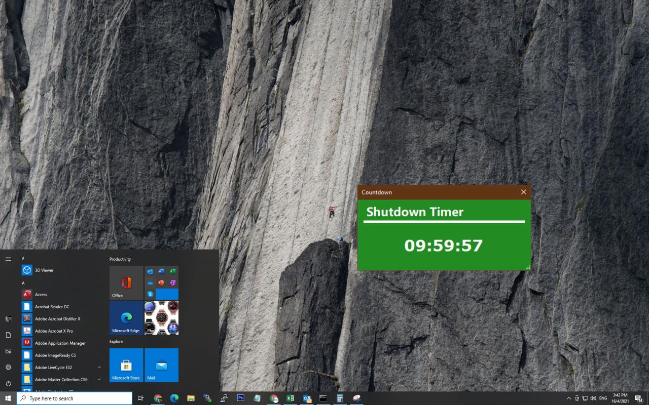 cara timer shutdown windows 10