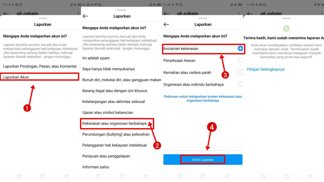 cara melaporkan akun instagram penipu