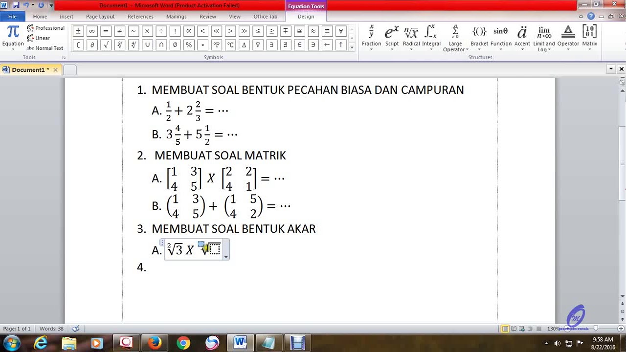 cara membuat soal matematika di word terbaru